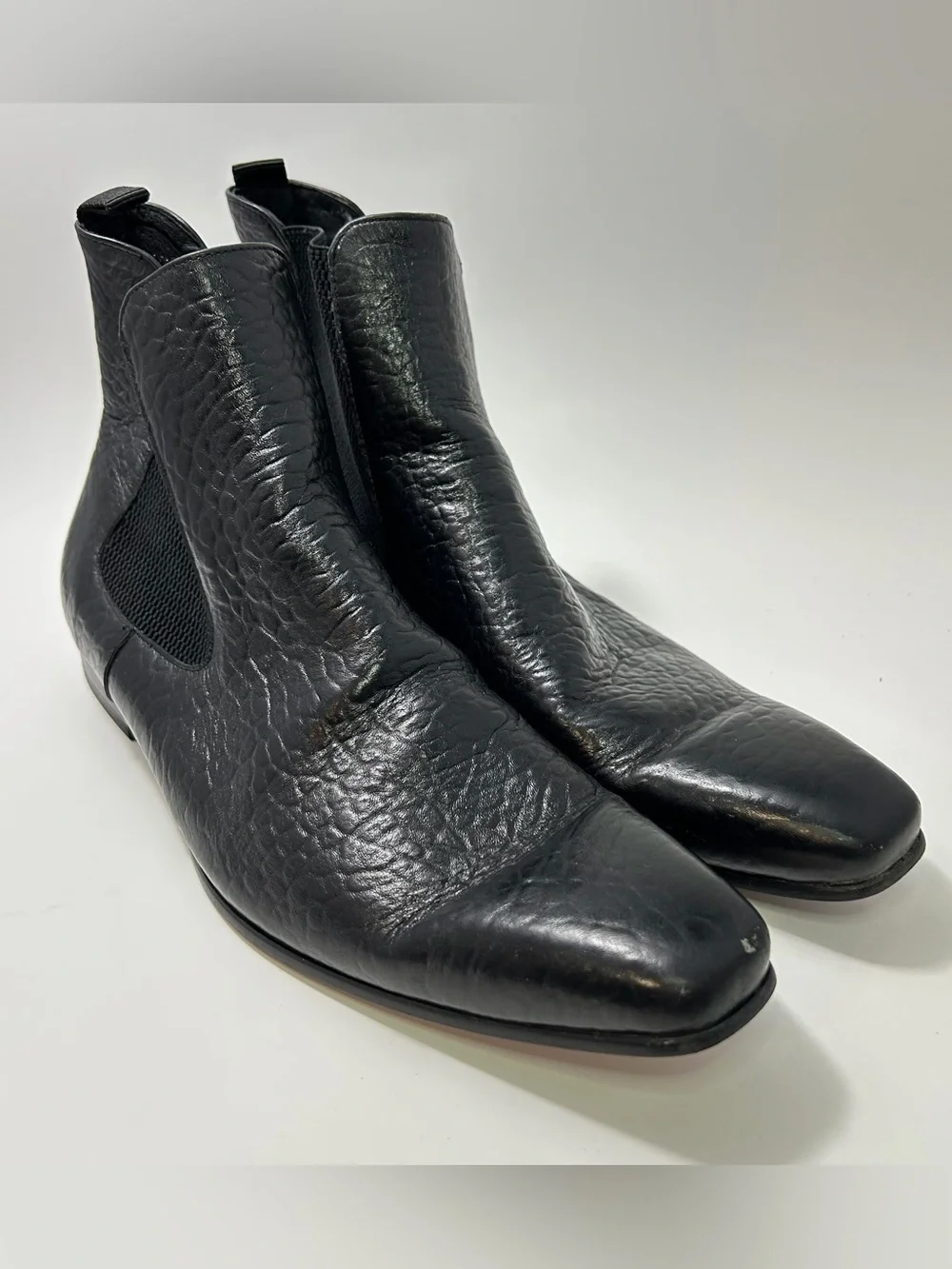Carrucci Men's Chelsea Python Print Boots KB1377 Calf Skin Leather Sz 11 Black